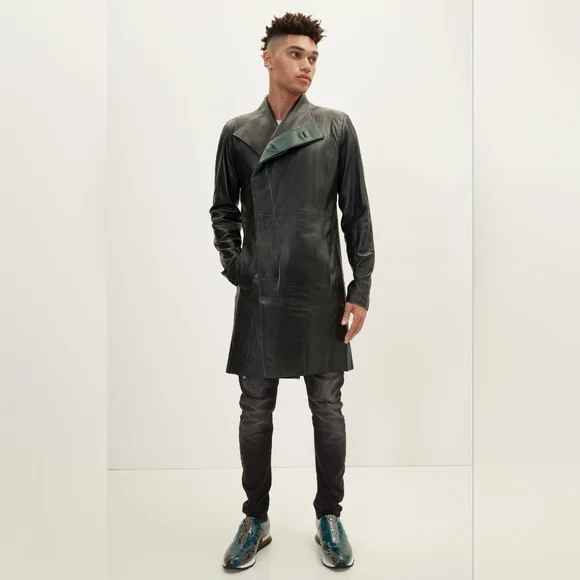 Ron Tomson Genuine Leather Rebel Jacket - Black Green
